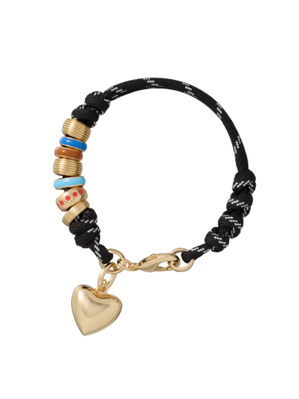 Roxanne Assoulin The Super Size Happy Cord
Bracelet Black Cord Gold
Heart